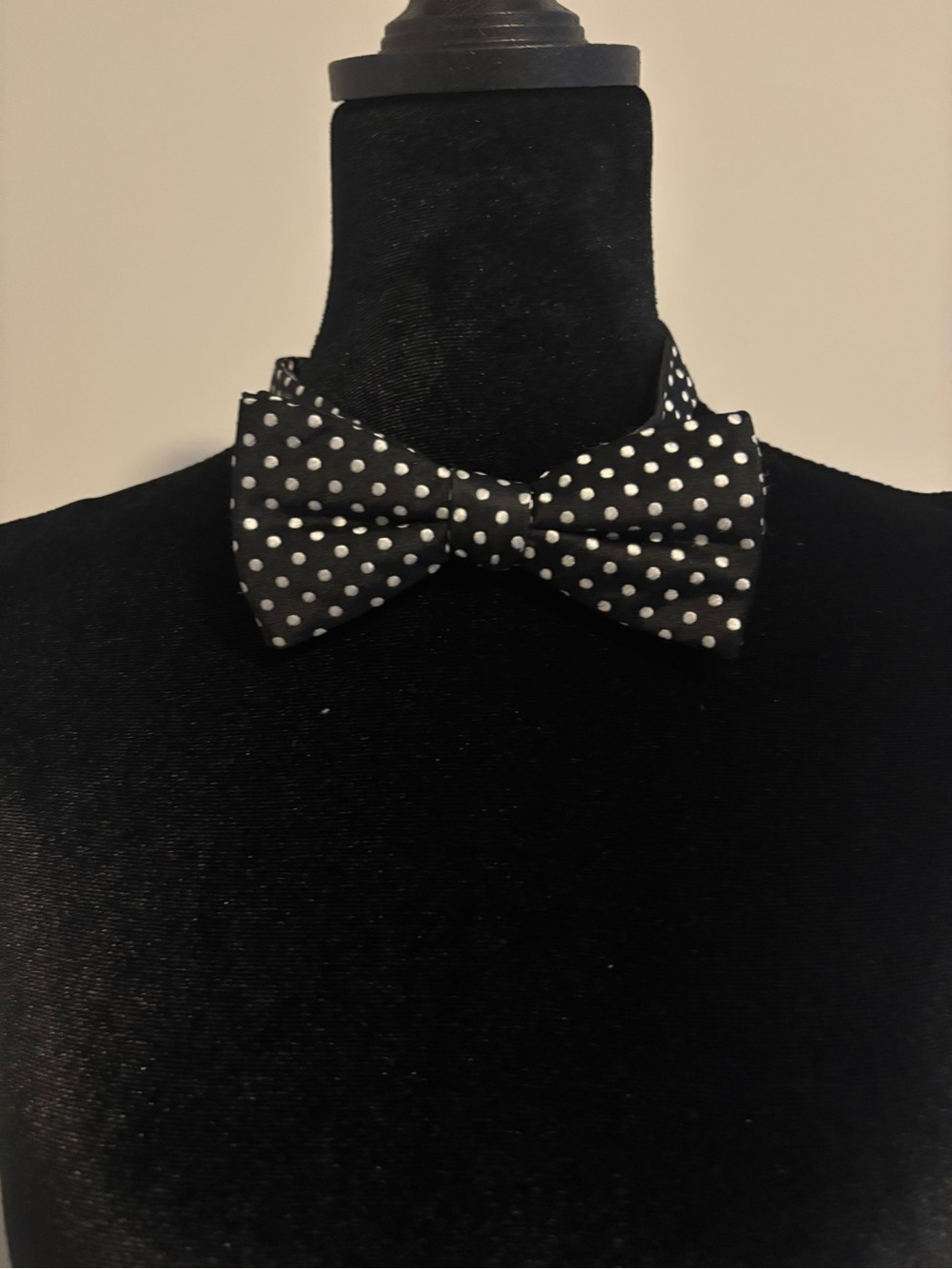 Classic Black Bow Tie with White Polka Dots